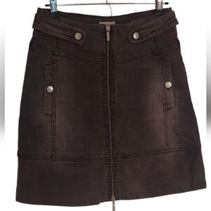 Karen Millen Black Denim Zipper Skirt size US6 UK10